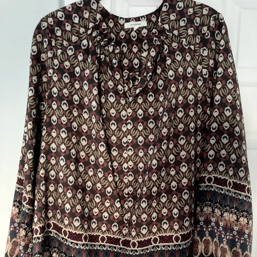PLEIONE L/S PRINT BLOUSE